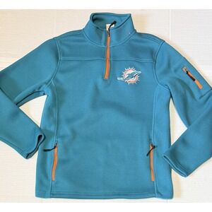 ULTRA GAME NFL Football Miami Dolphins 1/4 Zip Pullover Jacket - Size Mens Small